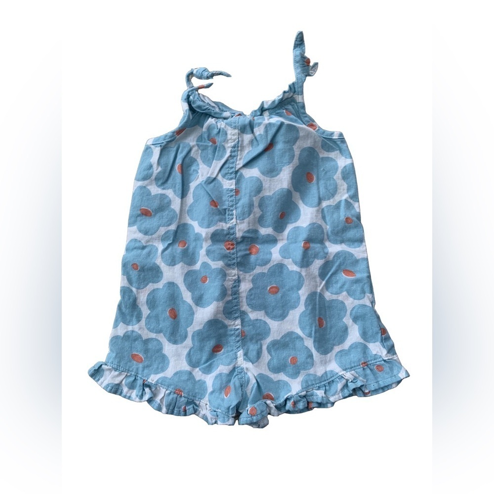 Little Co. Size 4T Floral Linen Blend Tank Romper